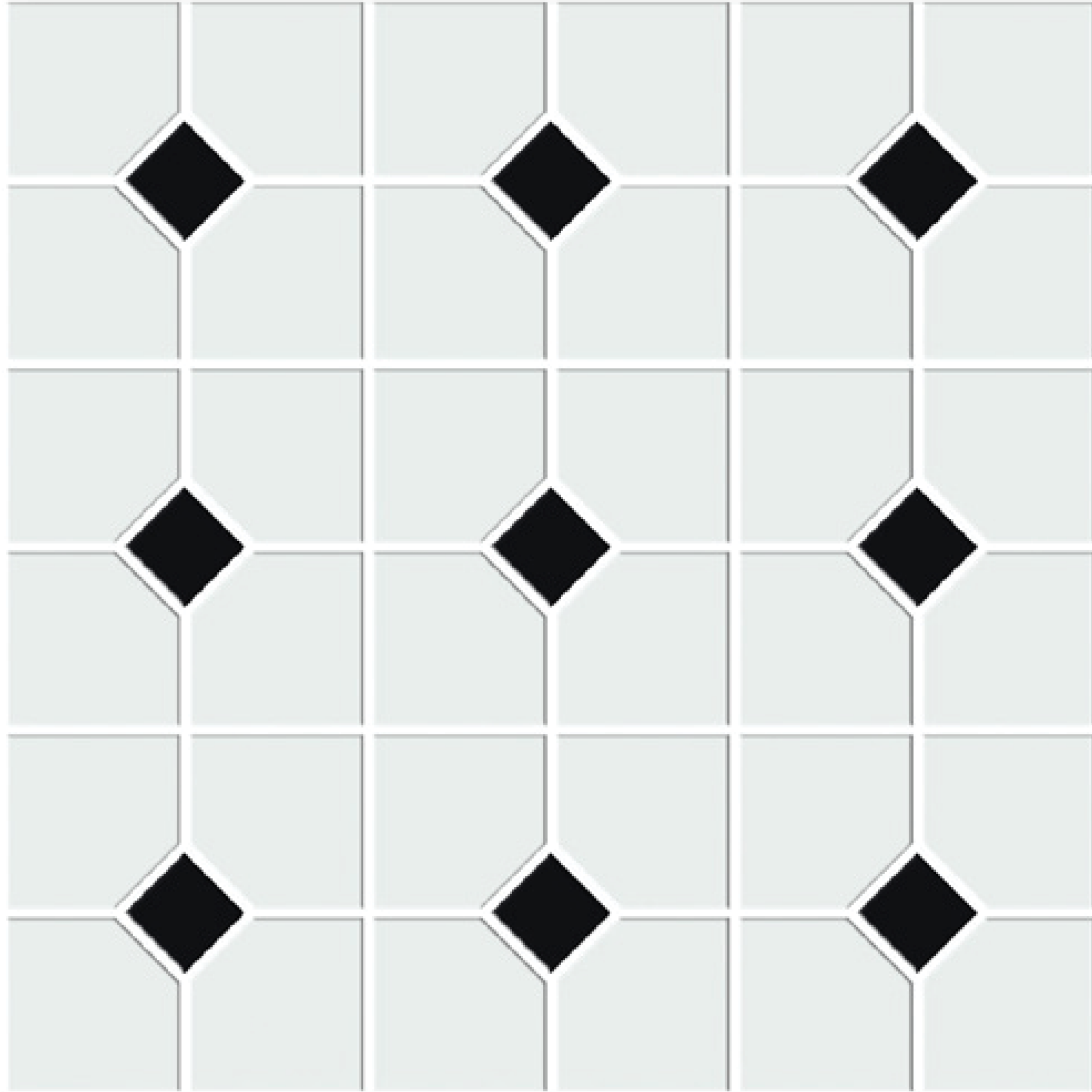 Octagon White Matte + Black Matte -  N-EQWN82154 - Porcelain Mosaic