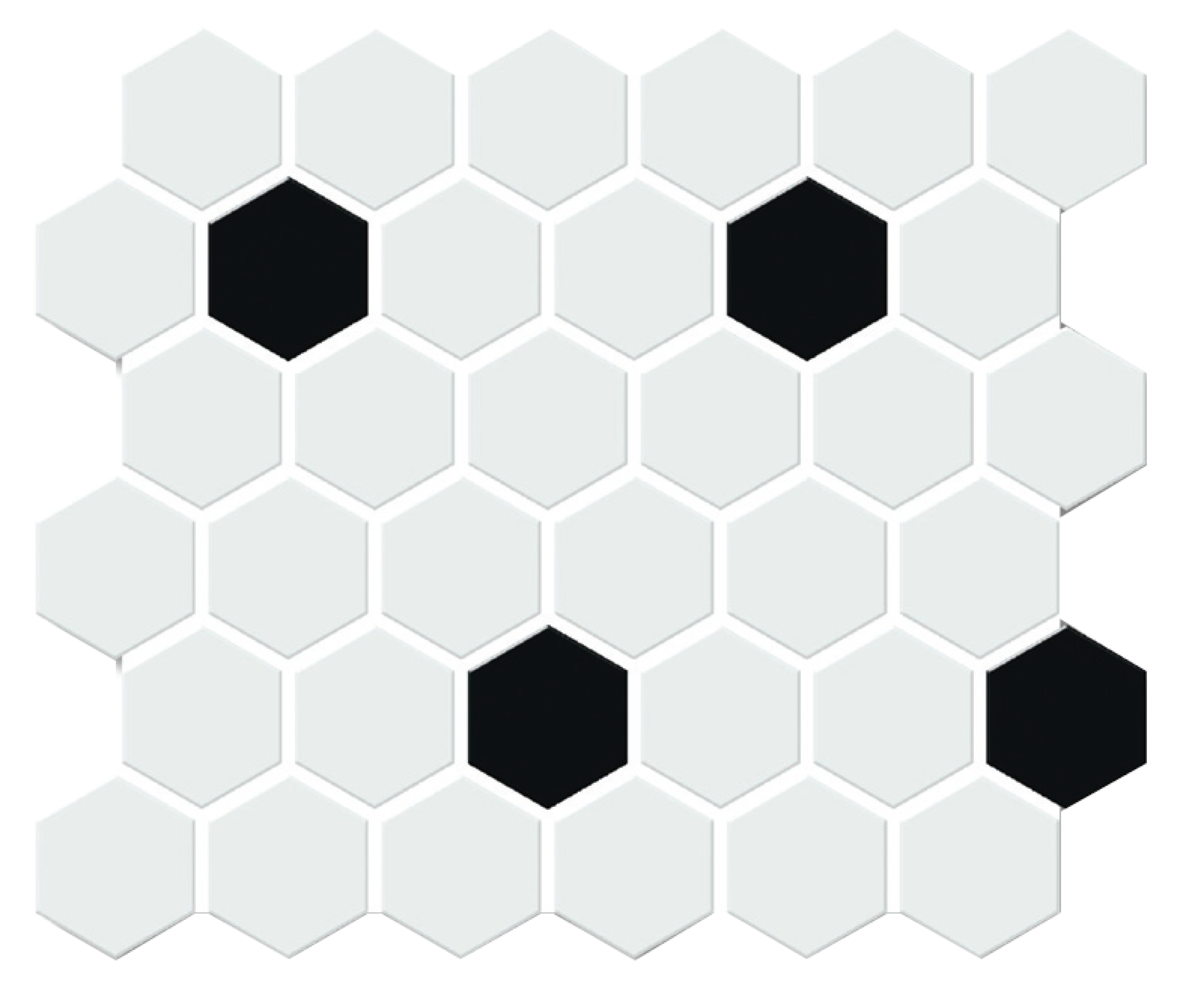 Hexagon White Matte + Black Matte -  V-MT86111 - Porcelain Mosaic